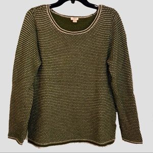 J. Crew Wool Blend Soft Green & White Sweater